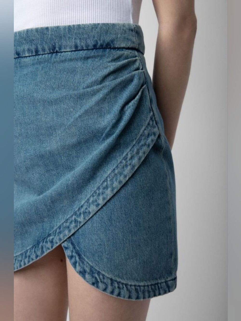 Zadig & Voltaire Julipe Denim Eco Asymmetrical Wrap Mini Skirt – Size FR 34/US0